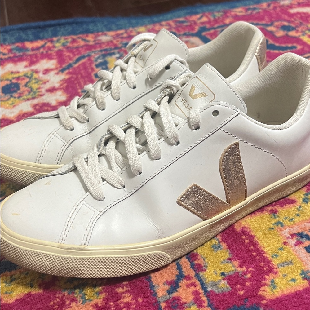 Veja Esplar leather sneaker white cream lace up size 8 women’s - Picture 4 of 8